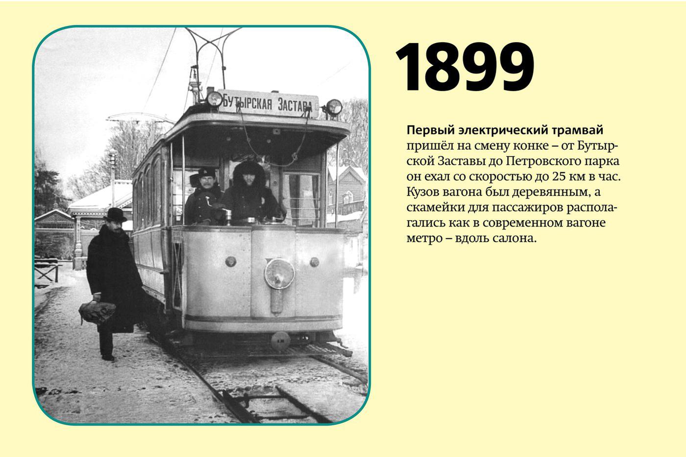 Один из первых московских трамваев у Бутырской заставы. 1900 год.