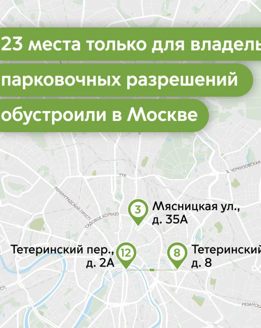 23 места только для владельцев парковочных разрешений обустроили в Москве с начала года