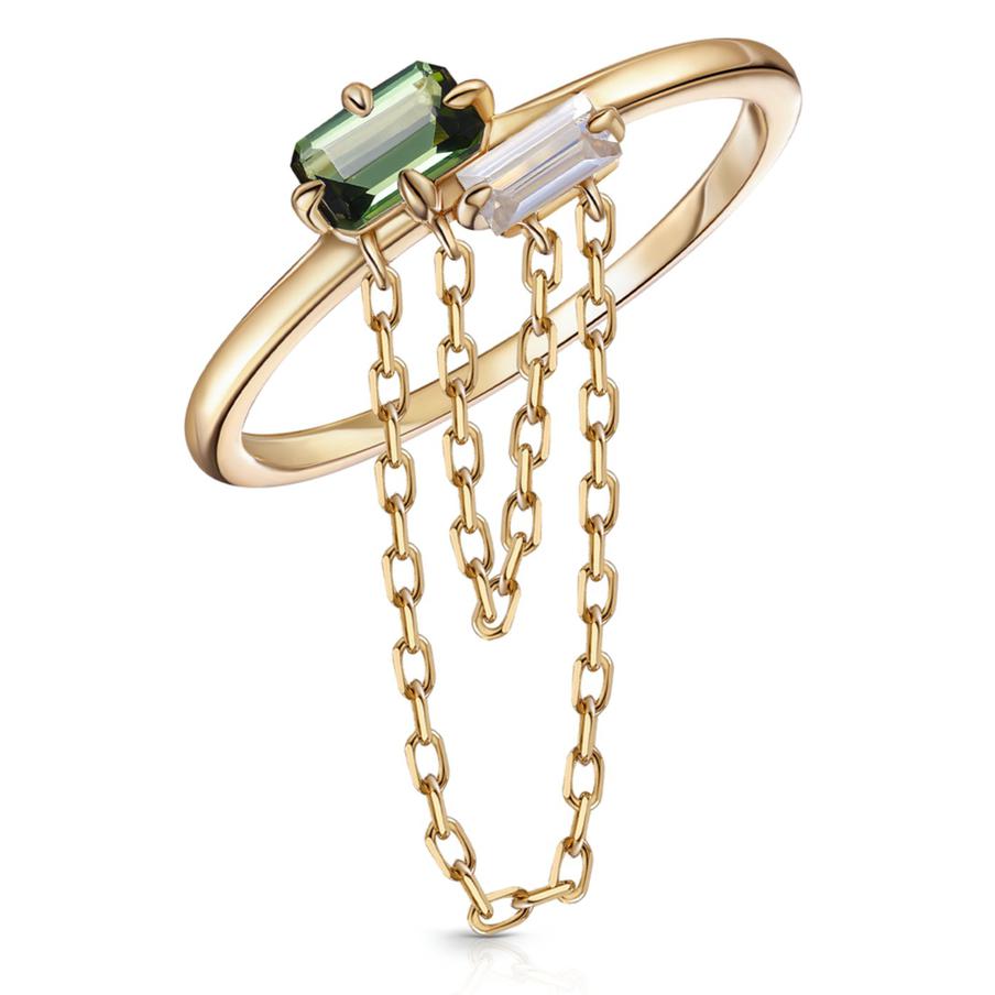 Кольцо из жёлтого золота с сапфиром и турмалином "Бронницкий Ювелир", коллекция "Весна" (34 347 ₽)