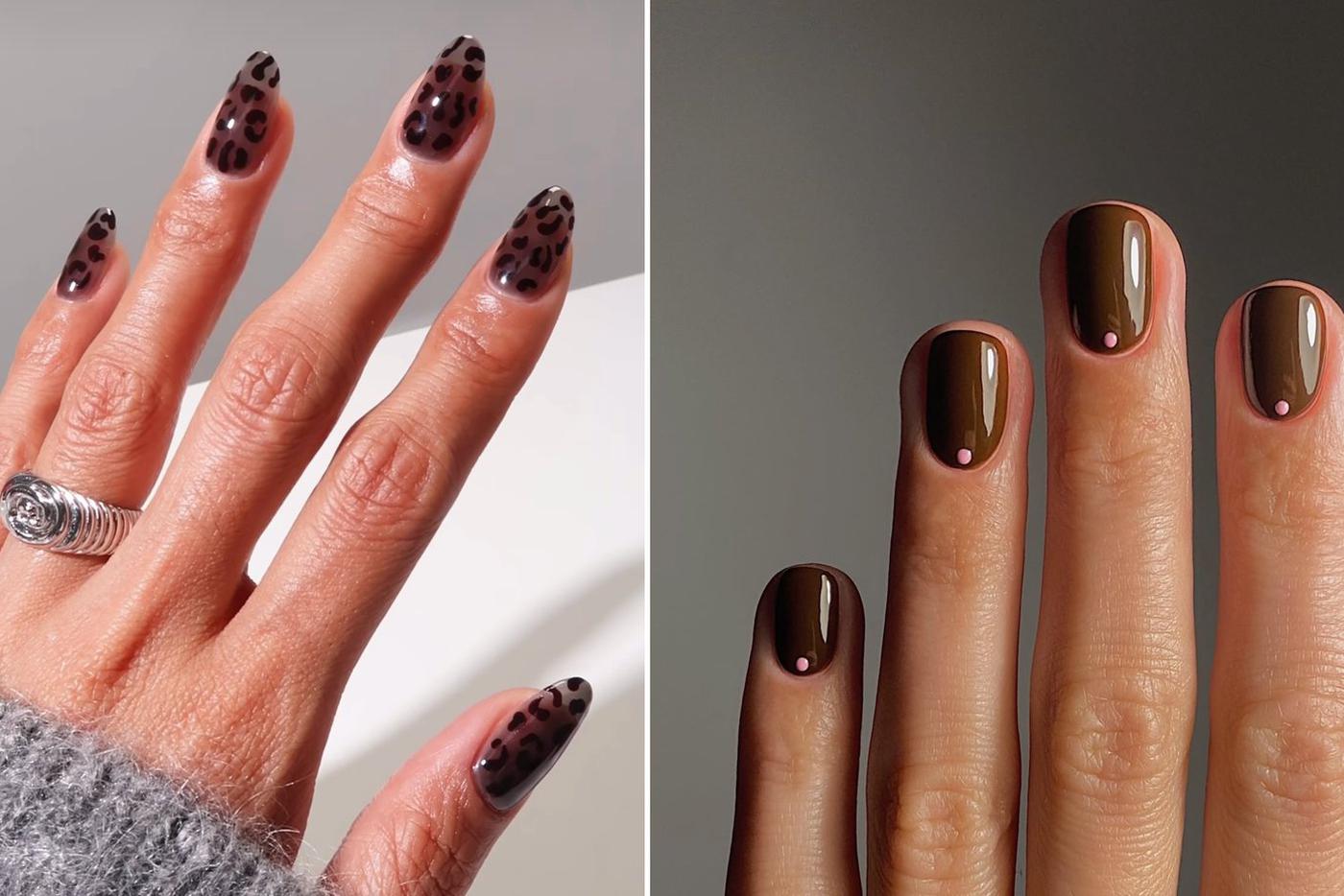 Животный принт и деликатные точки – топ в дизайне ногтей.