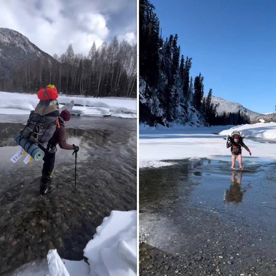 Несмотря на сильнейший мороз, вода в реке Большой Абакан не замерзает: на самом сложном отрезке пути парням пришлось пройти 14 бродов.