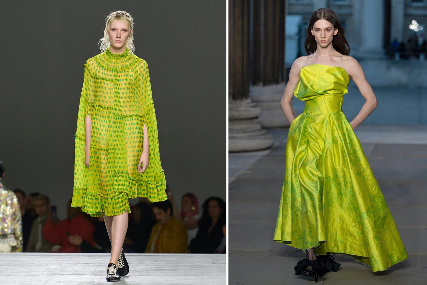 Модели на показах Dries Van Noten и Erdem.