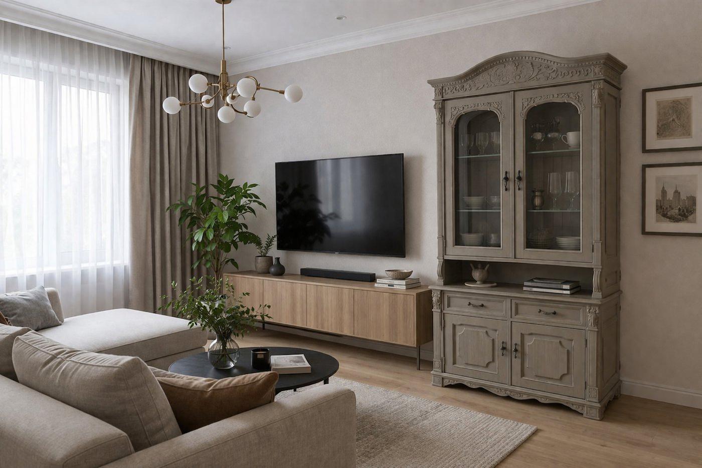 Дайте возможность антикварной мебели стать центром притяжения пространства.