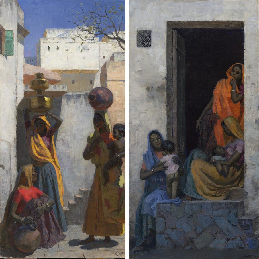 Семён Чуйков. Вечернее раздумье. Мирные будни. Правая и левая части триптиха "О простых людях Индии" (1957 и 1960).