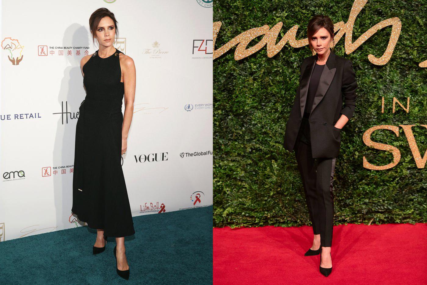 Виктория подбирает одежду так, чтобы подчеркнуть стройную фигуру.