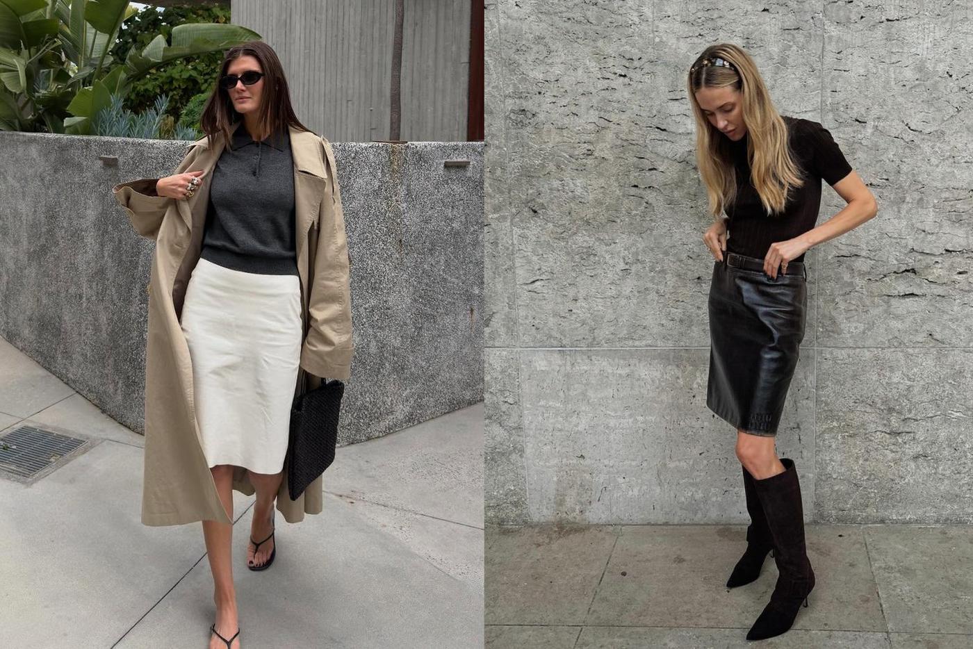 Юбка-карандаш удивительно хорошо сочетается как с сапогами, так и с вьетнамками.