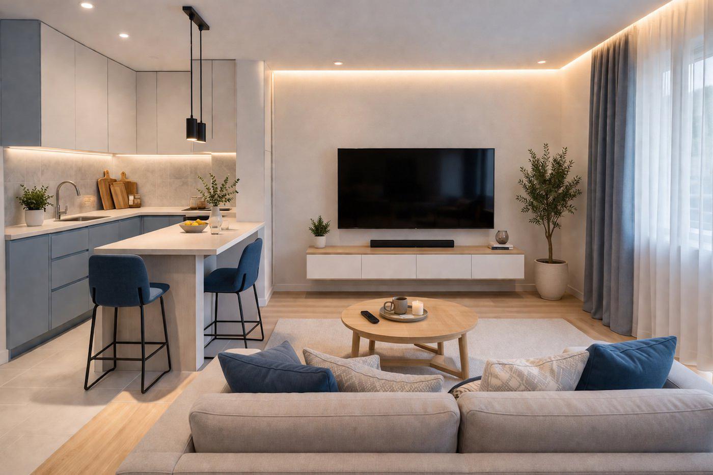 Обязательно зонируйте функциональные зоны пространства.