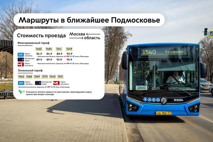 Определены тарифы на проезд в новых пригородных маршрутах Московского транспорта проекта "Москва – область"