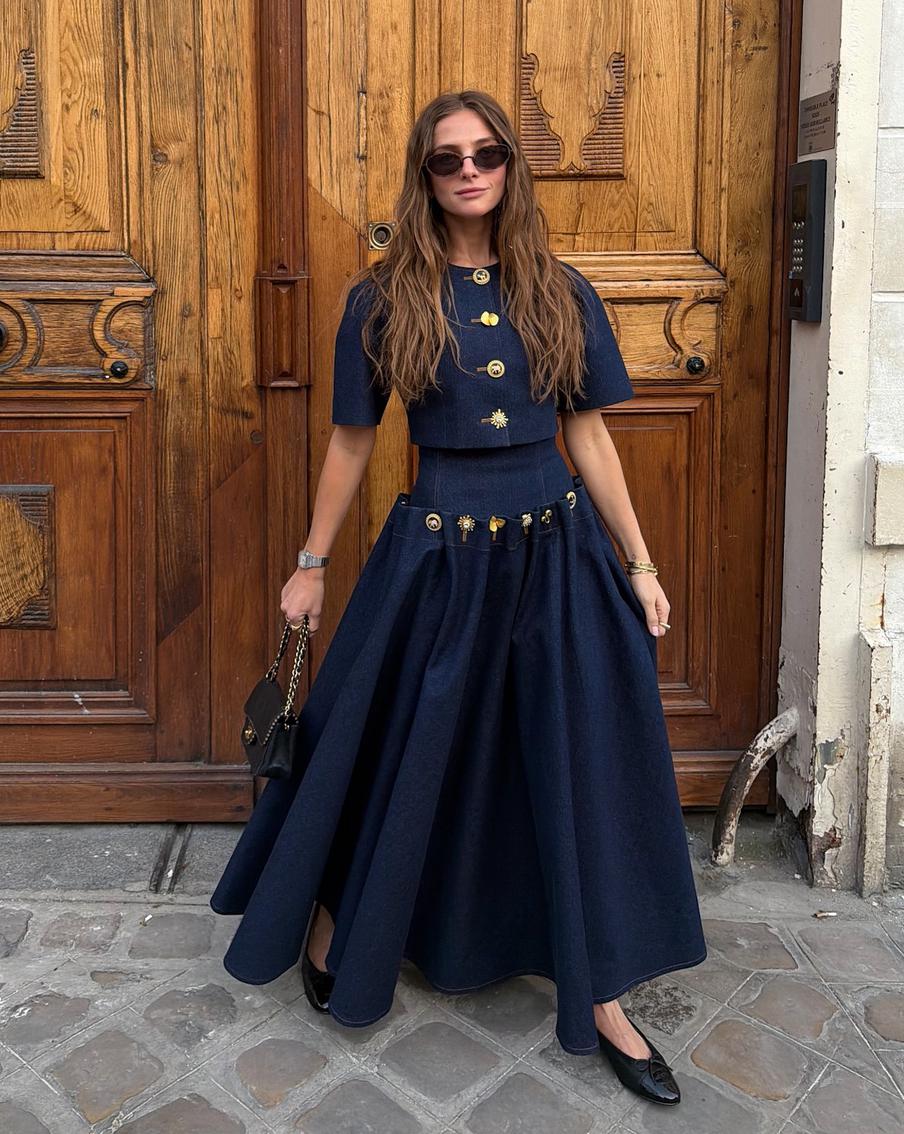 Самый модный комплект весенне-летнего сезона: жакет с коротким рукавом и юбка