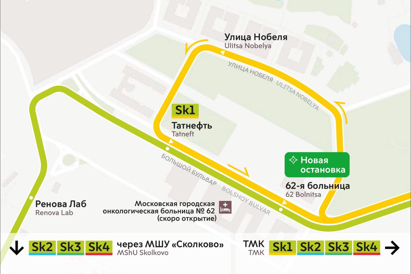 Изменения для маршрутов Sk1, Sk2, Sk3 и Sk4.