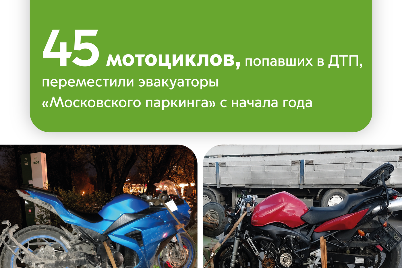 Максим Ликсутов: с начала года эвакуаторы "Московского паркинга" помогли 45 мотоциклистам, попавшим в ДТП