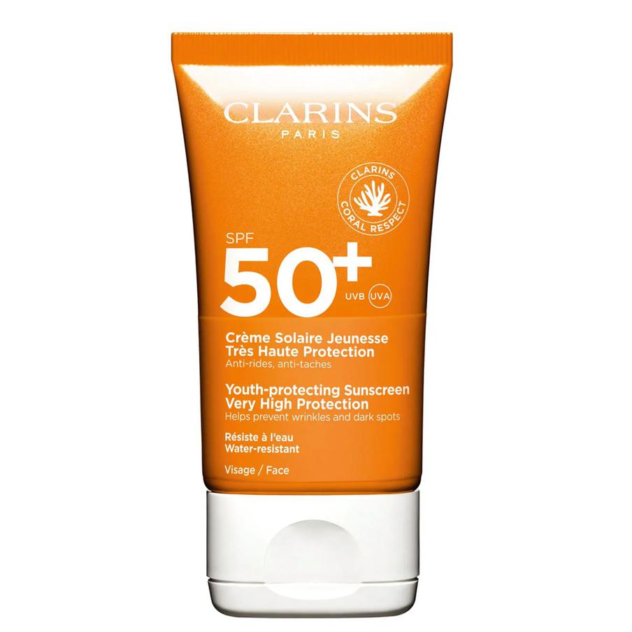 Солнцезащитный крем для лица против морщин Clarins SPF50+ (2502 ₽)