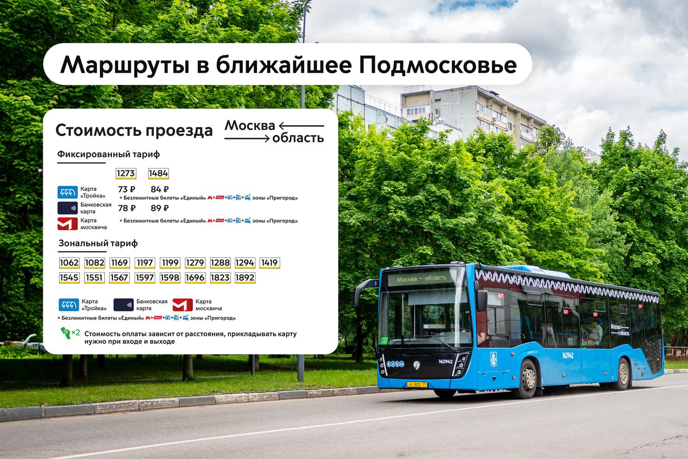 Подробности о стоимости проезда на маршрутах между Москвой и Подмосковьем.