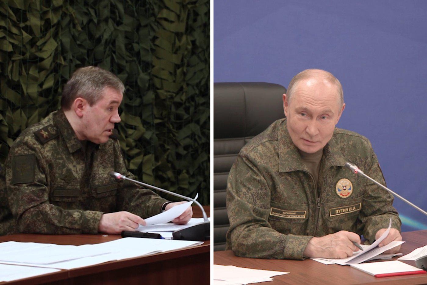 Глава Генштаба Валерий Герасимов во время доклада Владимиру Путину.