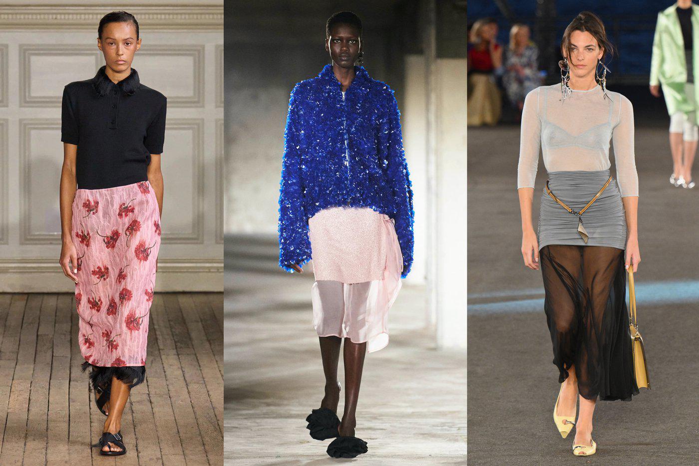 Двойные юбки на показах Emilia Wickstead, Dries Van Noten, Tory Burch.