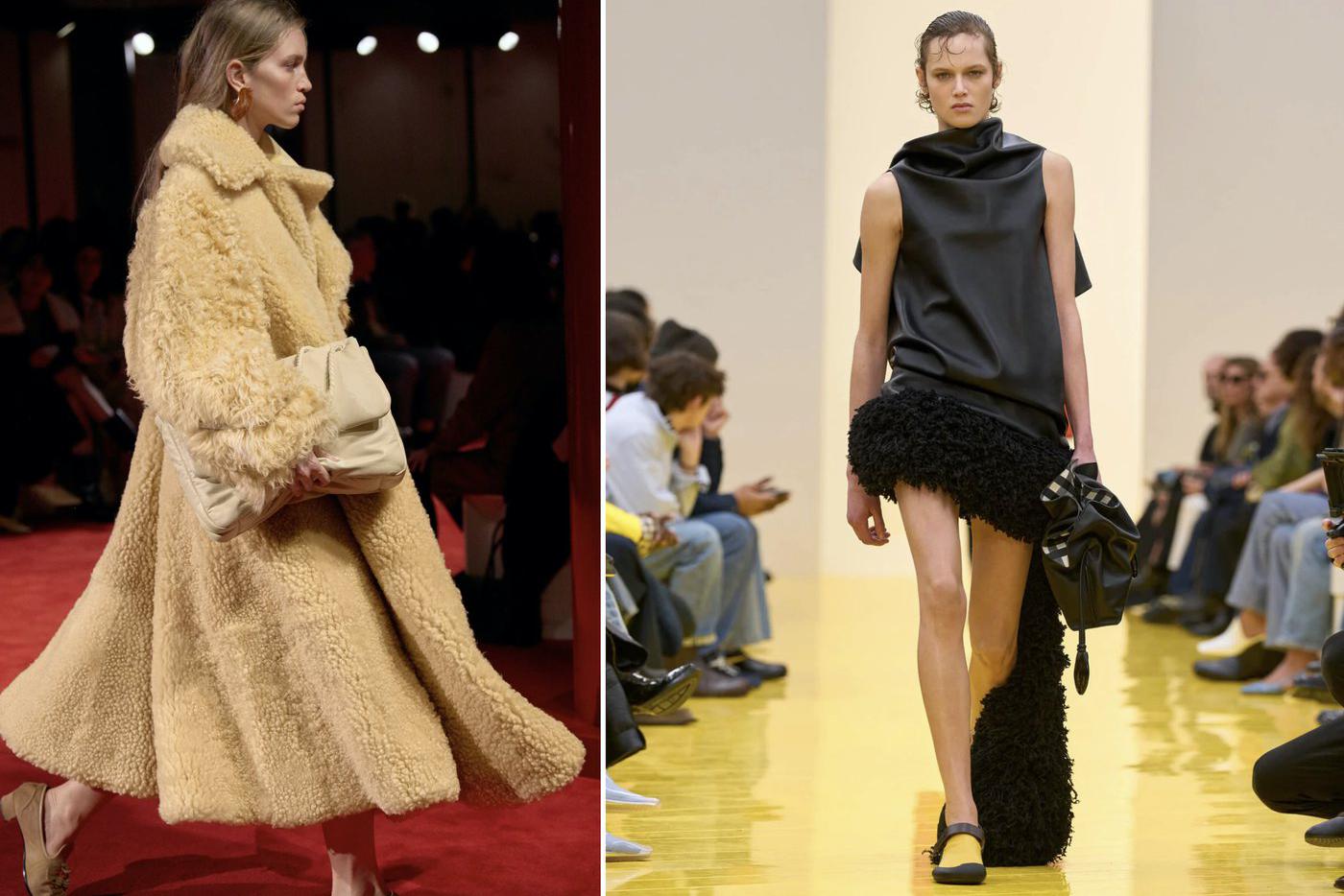 Сумки в осенне-зимних коллекциях Bottega Veneta и Loewe.