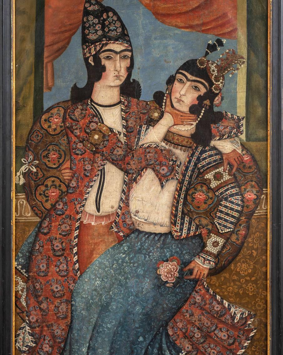 "Молодая пара". Иран. Конец XVIII – начало XIX в. Холст, масло, лак.