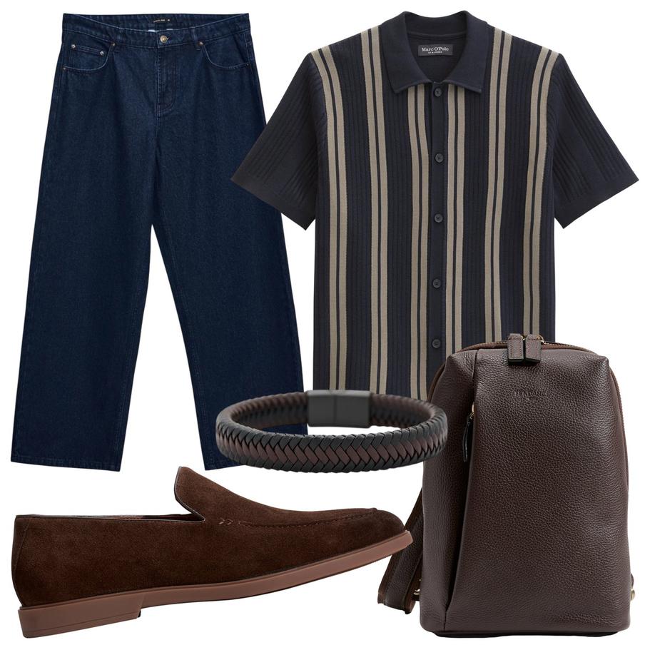 Джинсы Zarina Man (4599 ₽) / рубашка Marc O'Polo (22 990 ₽) / лоферы Maison David (8840 ₽) / сумка Tendance (6360 ₽) / браслет Henderson (1611 ₽)