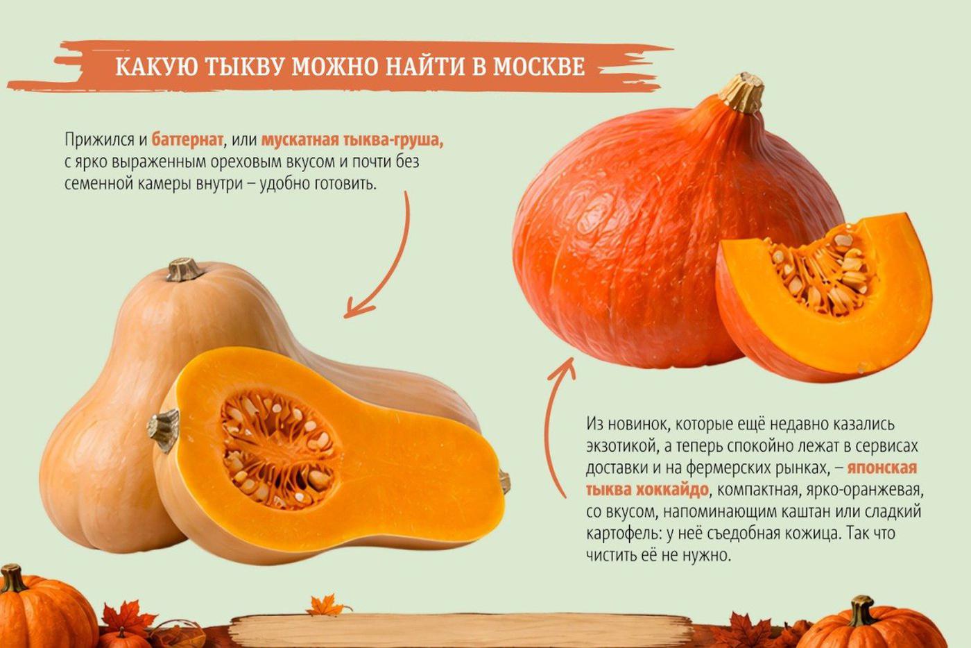 Какие тыквы можно отыскать в магазинах.