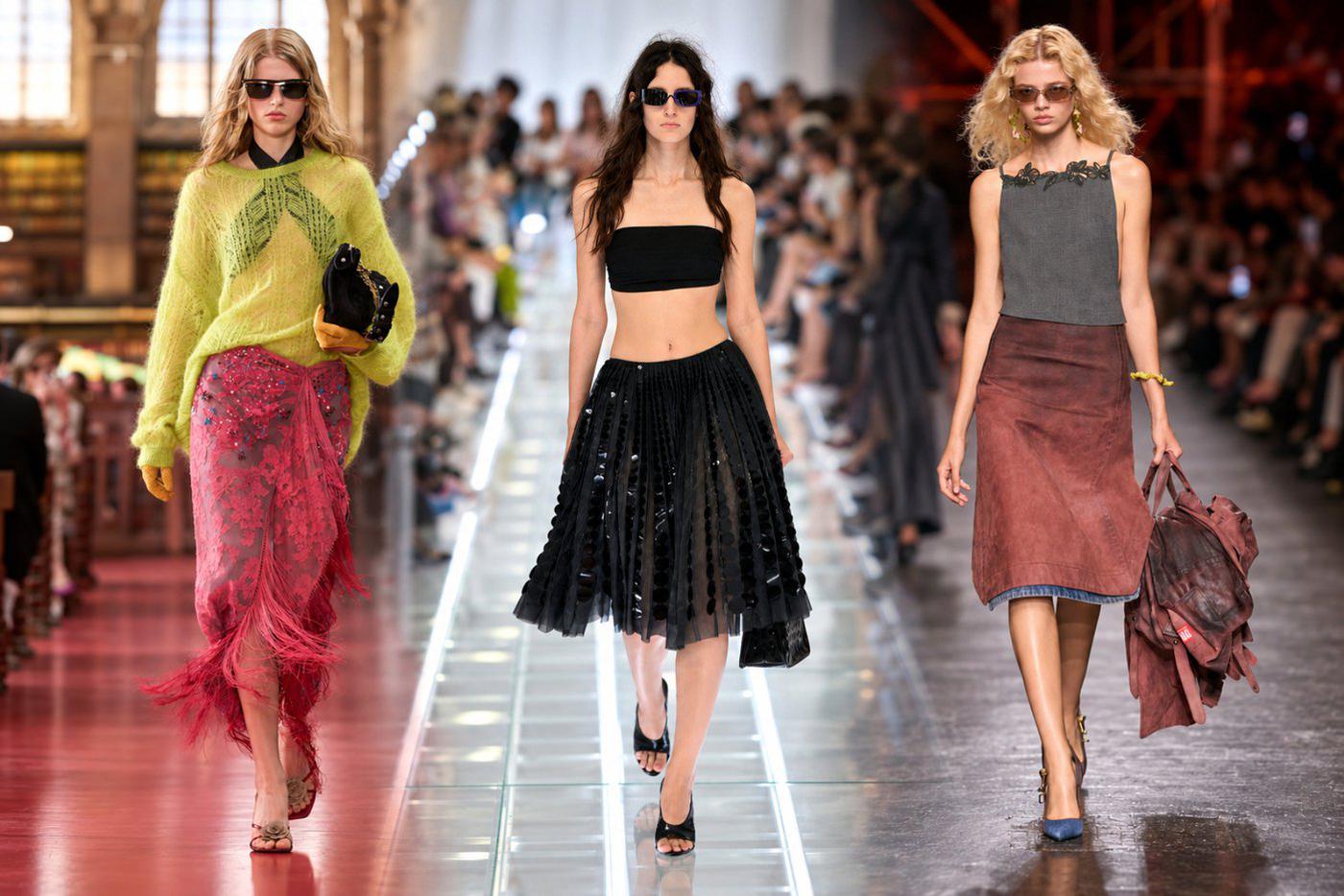 Модели на показах Valentino, Prada, Diesel.