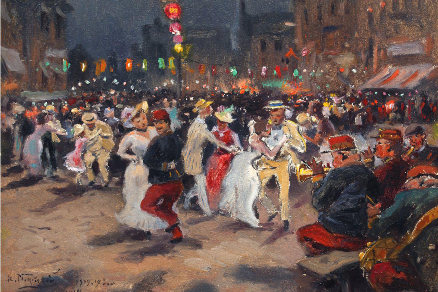 В.Маковский. "Народное гуляние в день взятия Бастилии", 1909 год.