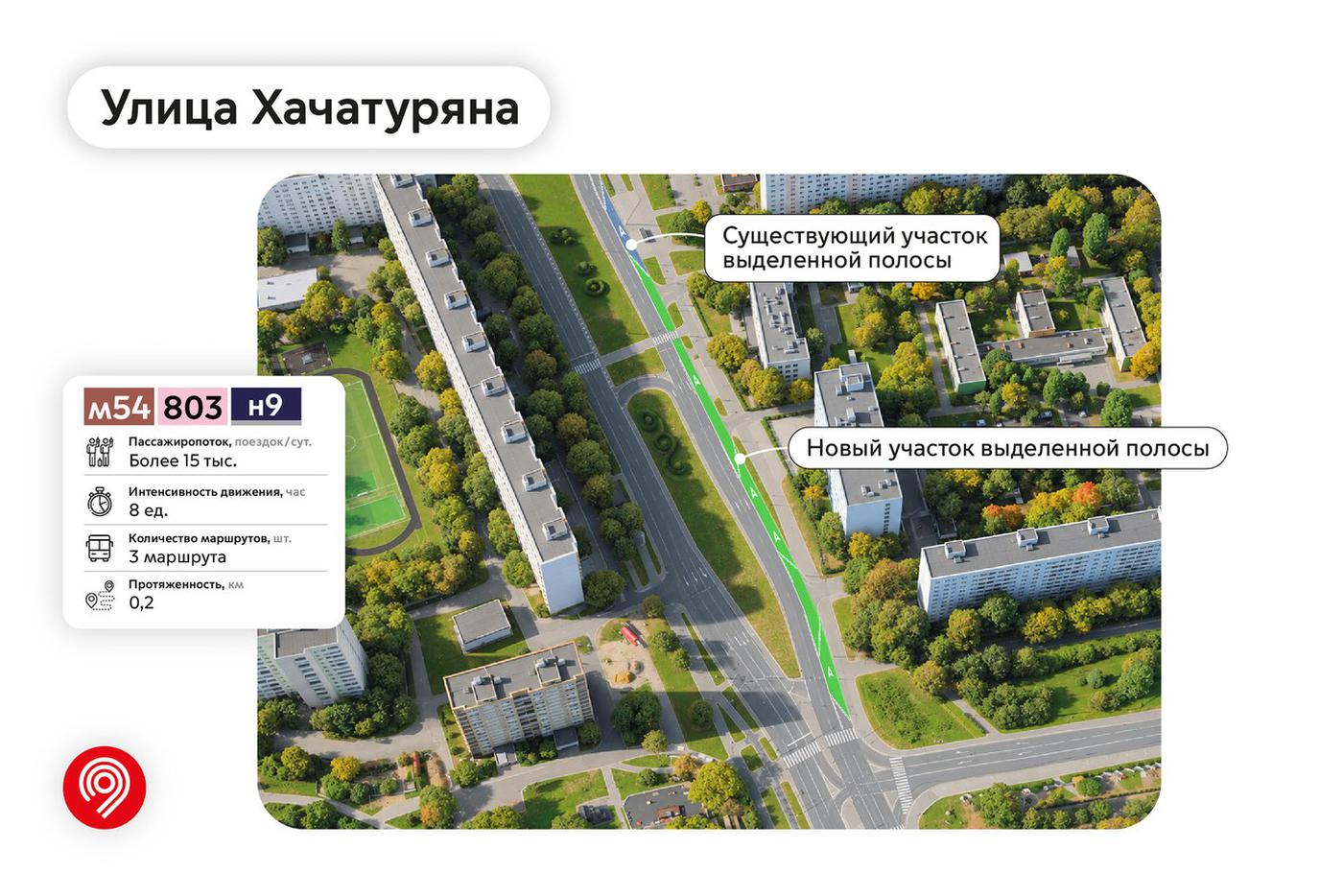Новая выделенная полоса на улице Хачатуряна.