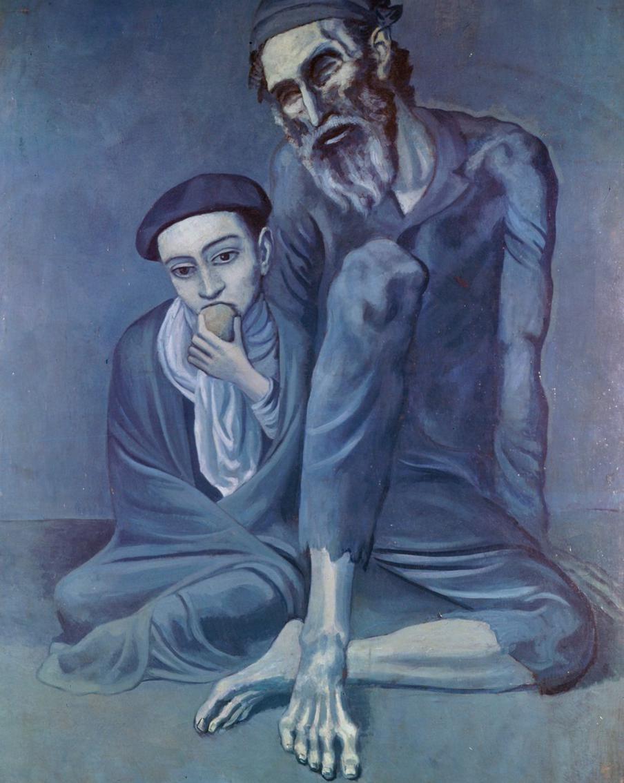 Пабло Пикассо. "Старый еврей с мальчиком". 1903 г.ГМИИ имени А.С. Пушкина.